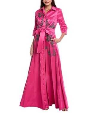 Rene Ruiz Collection Beaded Taffeta Shirt Gown - Size 10